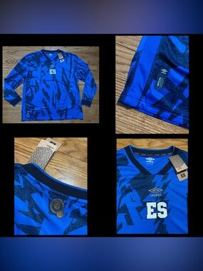 Official Umbro El Salvador Long Sleeve Home Jersey Men's XXL NATIONAL TEAM NEW!!